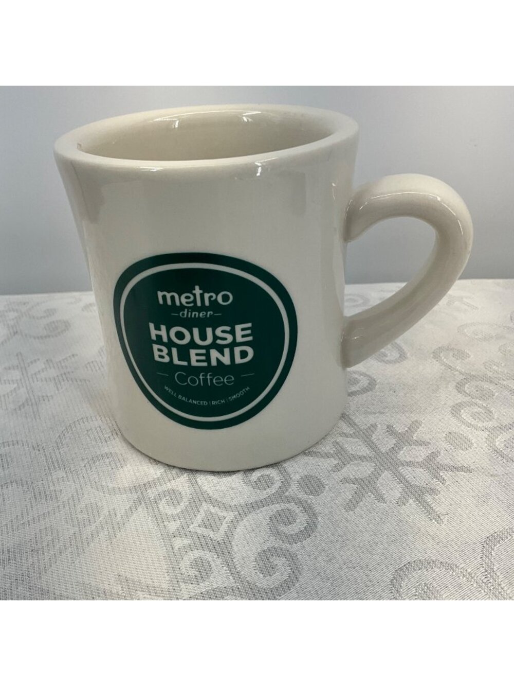 Metro Diner House Blend Coffee Mug White Ceramic 4" Tall